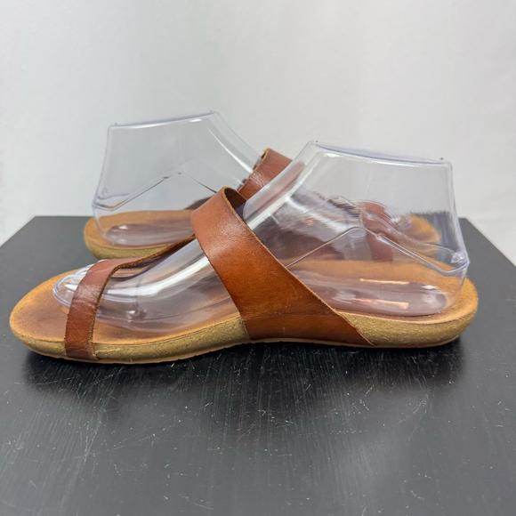 Yokono Ibiza Sandals Womens 8 Brown Leather Toe Loop Buckle Strap Made in Spain - Picture 9 of 12